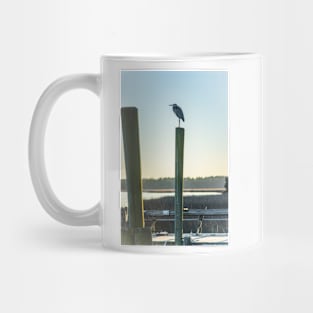 Great Blue Heron on a fishing dock 2 Mug